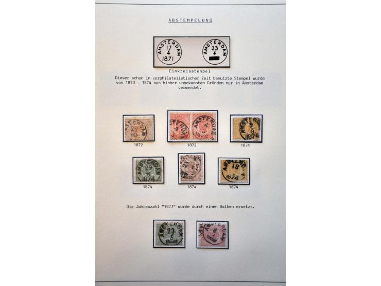 Stempels, collectie van ca. 70 zegels en 9 poststukken w.b. halfrond-franco-, franco-takje-, punt-, 2-letter-, rond- etc. w.b