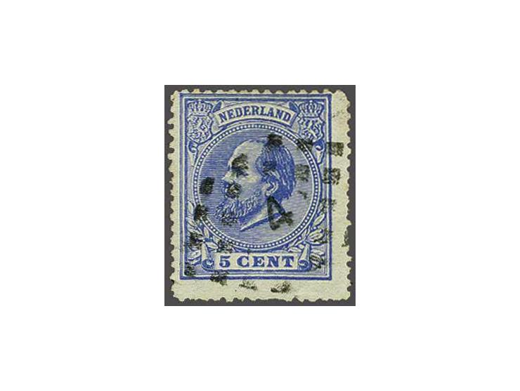 5 cent blauw tanding 14 kleine gaten, pracht ex. met certificaat Vleeming 2018, cat.w. 800