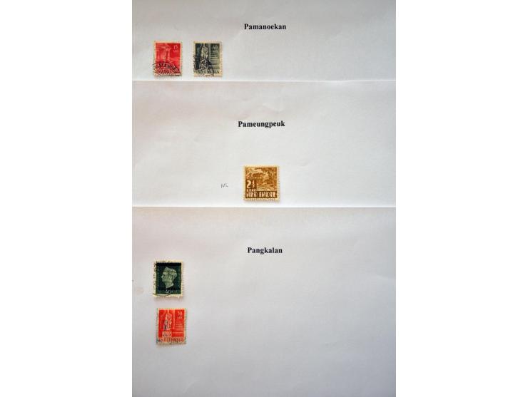 stempelverzameling w.b. Japanse Bezetting, Interimperiode en hersteld Nederlands gezag, totaal ruim 2700 ex. en 34 poststukke