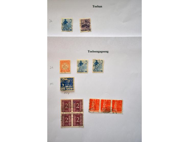 stempelverzameling w.b. Japanse Bezetting, Interimperiode en hersteld Nederlands gezag, totaal ruim 2700 ex. en 34 poststukke