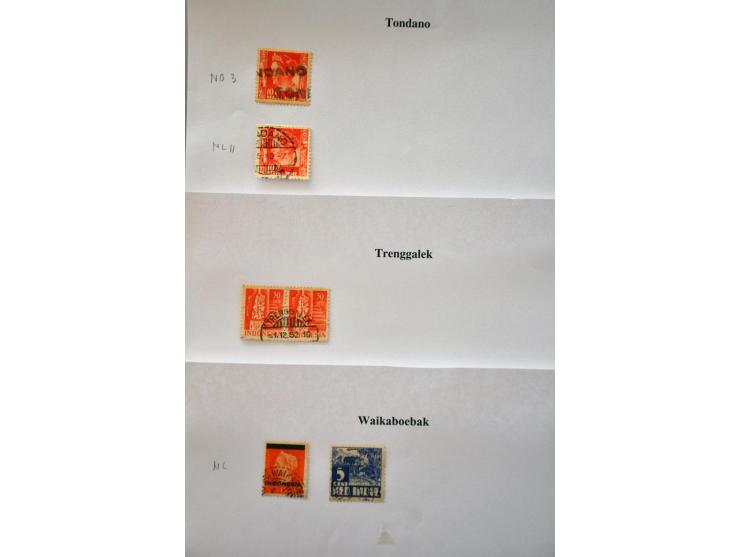 stempelverzameling w.b. Japanse Bezetting, Interimperiode en hersteld Nederlands gezag, totaal ruim 2700 ex. en 34 poststukke