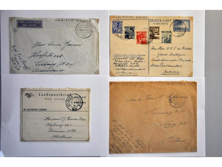 veldpost Nederlands gezag 1946-1950, 28 poststukken w.b. violet rondstempel 10 VELDPOST 17.3.50 op briefstukje met 40 Sen, 18