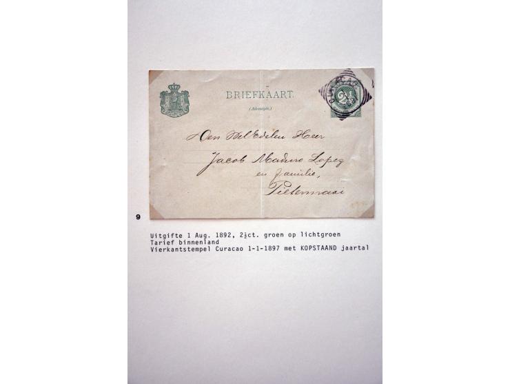 71 vrijwel alle gebruikte briefkaarten 1885-1939 w.b. G4a en b, 5a, 6 met bijfrankering naar Nederland, zonder bijfrankering 