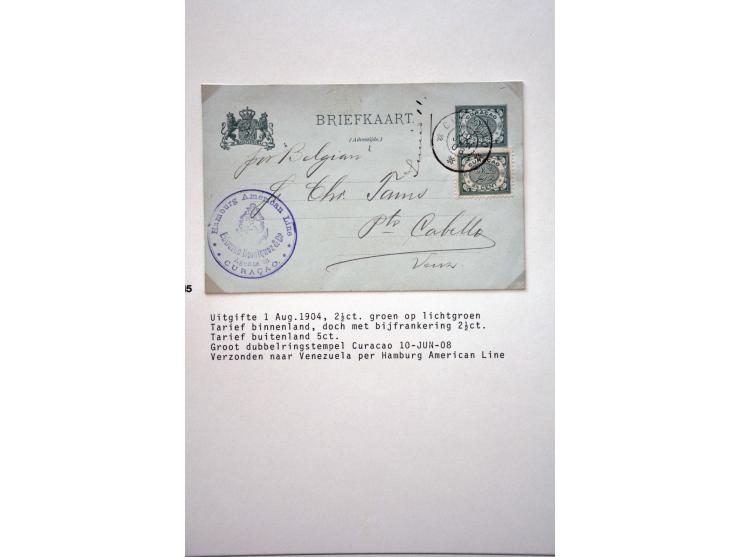 71 vrijwel alle gebruikte briefkaarten 1885-1939 w.b. G4a en b, 5a, 6 met bijfrankering naar Nederland, zonder bijfrankering 