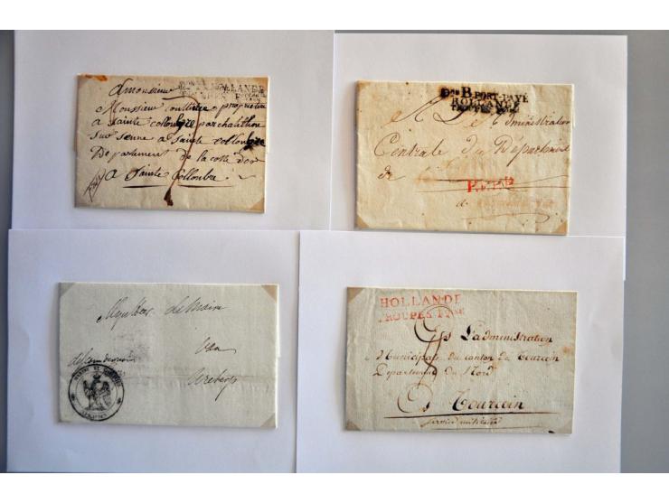 6 poststukken met Franse militaire stempels 1795-1798 w.b. zwart Don B. PORT-PAYÉ/ HOLLANDE/ TROUPES Foises (brief uit Utrech