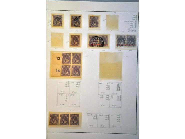 nrs. 59 en 106 gestempeld en */** w.b. grotere eenheden, secundaire plaatfouten etc. op bladen