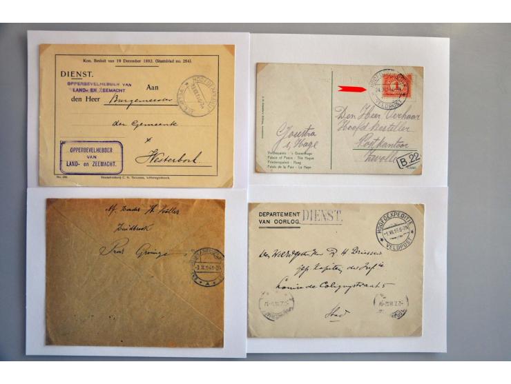 Nederland 50 poststukken 1914-1918 (enkele gefrankeerd) met VELDPOST stempels w.b. (Hoofd)expedi(e)tie A en B en VELDPOST met