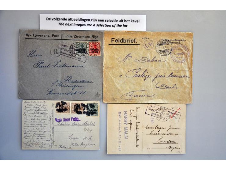 different countries, 150 letters and postcards, all censored, many German areas, in small box