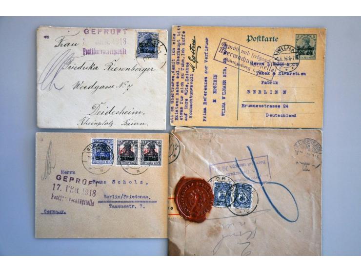 different countries, 150 letters and postcards, all censored, many German areas, in small box