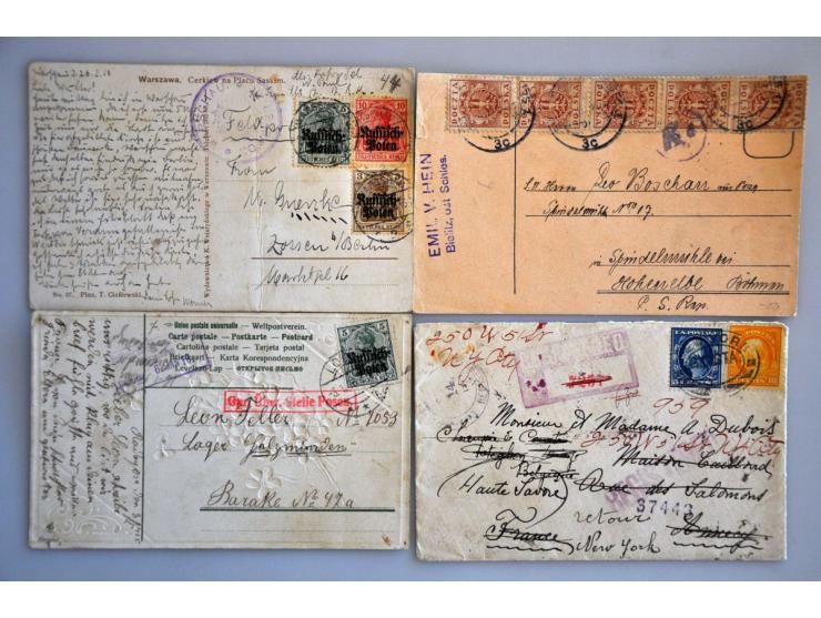 different countries, 150 letters and postcards, all censored, many German areas, in small box