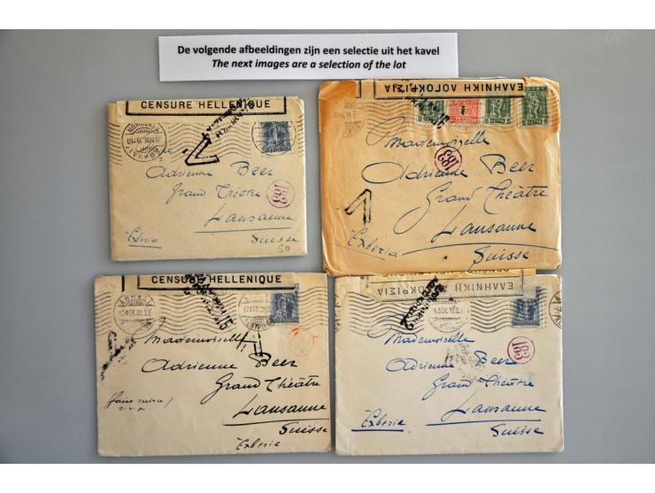 30 letters (most with full content) about 1919-1920 from Greece to France (7x) or Grand Théater Lausanne Switzerland (23x), a