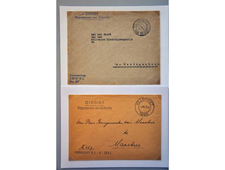 Nederland mobilisatie 1939-begin mei 1940, 14 poststukken met VELDPOST stempels w.b. nummers 1, 3-8, 11 en 12 en VELDPOST 2, 