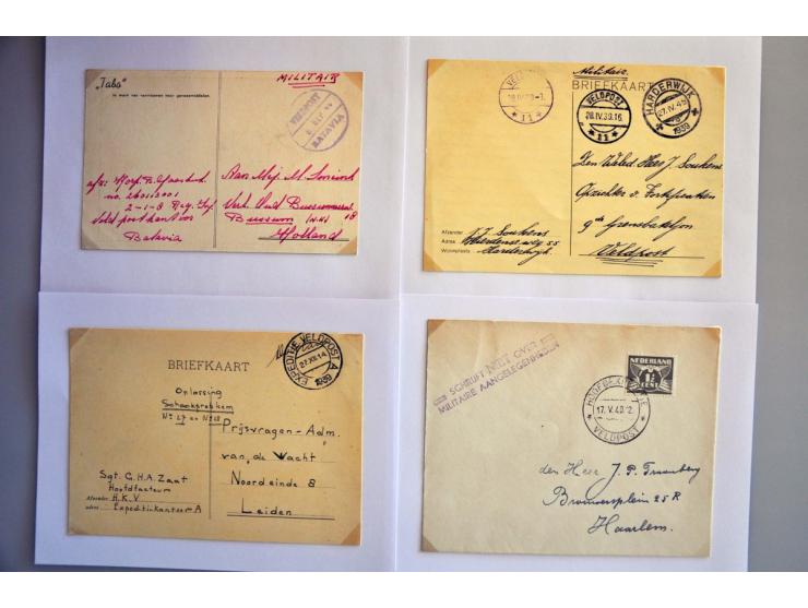 Nederland mobilisatie 1939-1940, 16 poststukken met VELDPOST stempels w.b. aangetekende (serie) brief met strook en stempel V