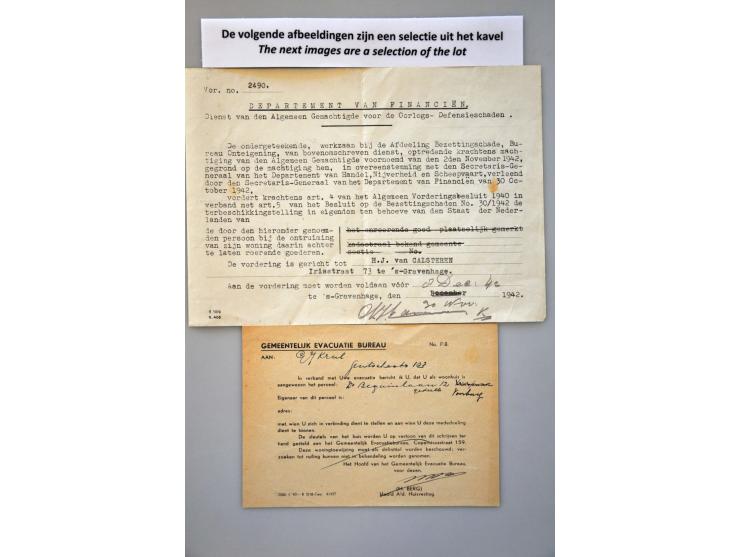 Nederland evacuatie 1940-1945, ca. 85 post(waarde)stukken w.b. adreswijzigingen, formulieren over Sperrgebiete, Ausweise etc.