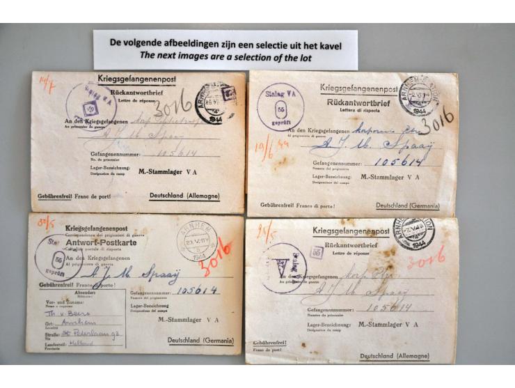 Nederland, 24 kaarten en formulieren van/naar krijgsgevangenen in Duitsland, Stalag VA-Arnhem met 3.9.1944 Postverbindung z Z