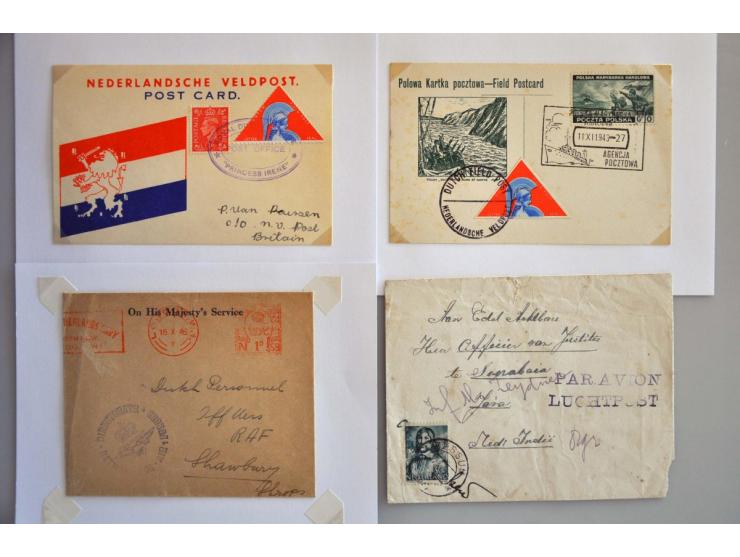 Nederland 1944-1946, 15 betere poststukken w.b.censuur A.C.N. en VELDPOST LONDEN (in verschillende types)