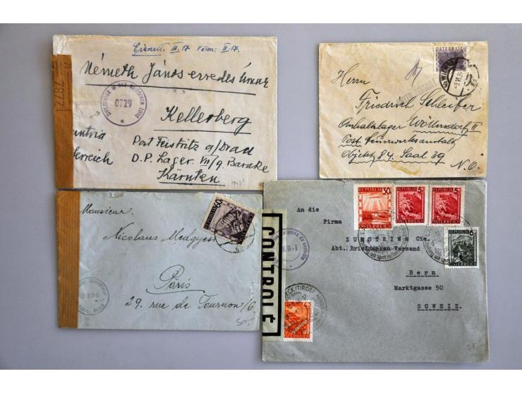 Austria 16 covers and 2 cards 1934-1950 concerning camps and internment including cover 1934 Anhaltelager Wöllersdorf with pu