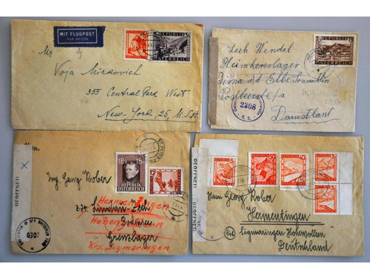 Austria 16 covers and 2 cards 1934-1950 concerning camps and internment including cover 1934 Anhaltelager Wöllersdorf with pu