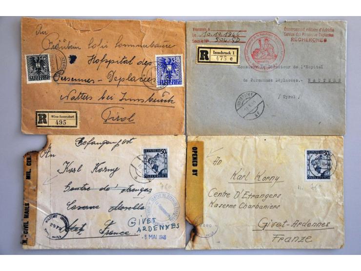 Austria 16 covers and 2 cards 1934-1950 concerning camps and internment including cover 1934 Anhaltelager Wöllersdorf with pu