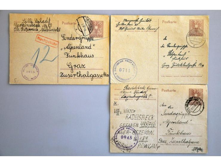 Austria 16 covers and 2 cards 1934-1950 concerning camps and internment including cover 1934 Anhaltelager Wöllersdorf with pu