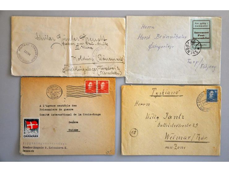 Denmark 11 covers concerning internment and refugee camps including Tarp (with green label), Kolding Dronninglund, Bogo and O