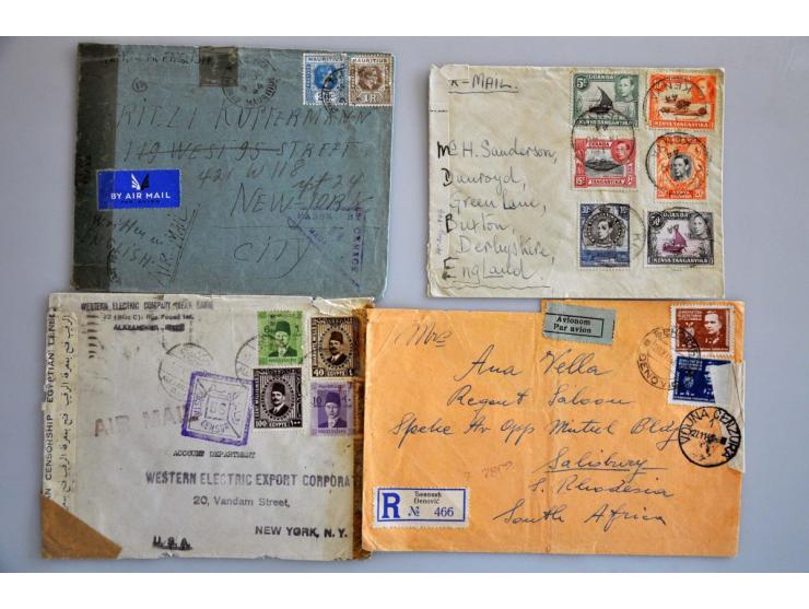 95 air mail letters 1935-1945, most censored Africa and some Asia in album