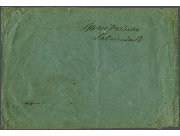 Bisected 4 øre wrapper with 20 øre on registered local letter Thorshavn 31.2.1919, letter damaged (at left not complete)