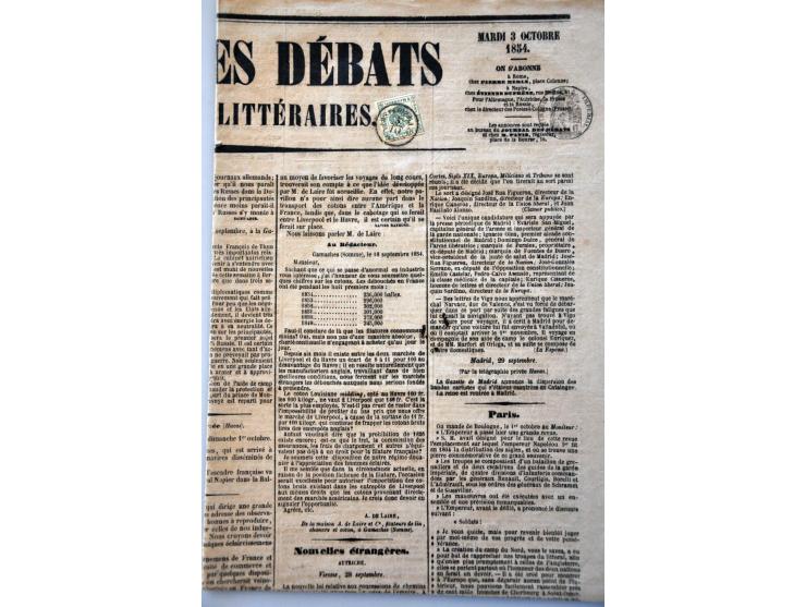 poststukken w.b. Azië en Zeitungsstempelmarke Oostenrijk op complete krant 3-10-1854, kleine collectie klassiek Turkije en ie