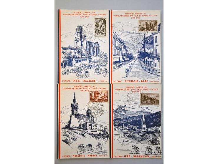 Tour de France 1953, 23 kaarten betreffende iedere etappe met informatie, souvenir officiel du cinquantenaire du tour de Fran