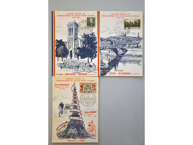 Tour de France 1953, 23 kaarten betreffende iedere etappe met informatie, souvenir officiel du cinquantenaire du tour de Fran