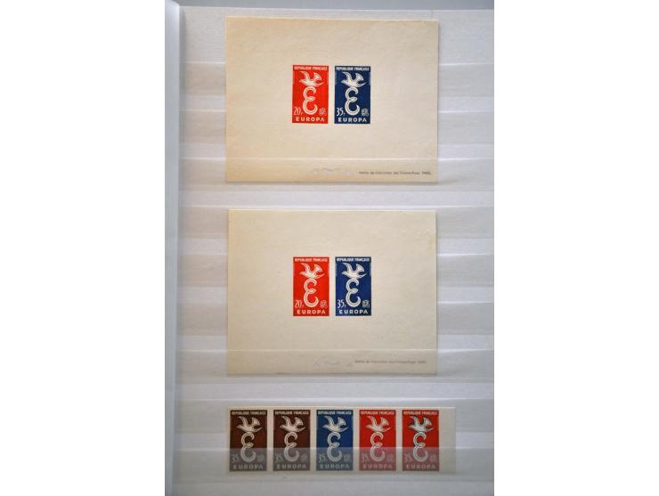 uitgebreide collectie Europa Cept vanaf 1956 meest ** met veel ongetand w.b. blokken van 4 (non dentelée), épreuves, proeven 