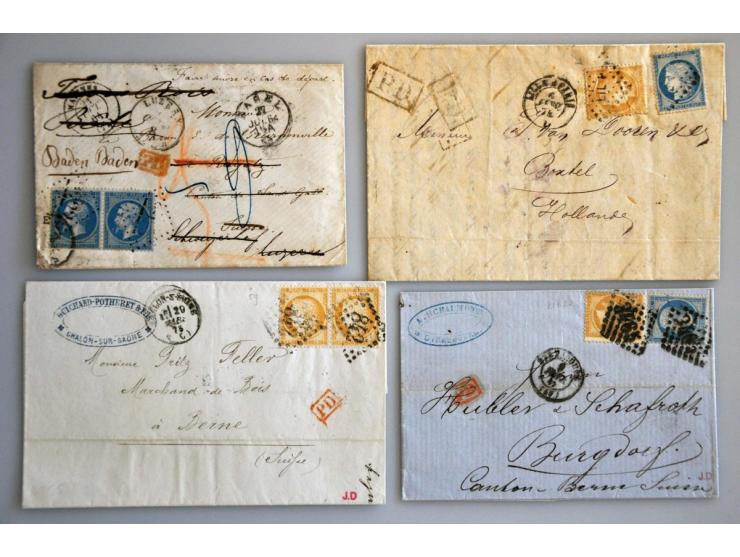 ruim 80 poststukken 1866-1875 w.b. used abroad Constantinopel en Relizane (Algerije), 2 ex. naar Buenos Aires, 1 ex. naar de 