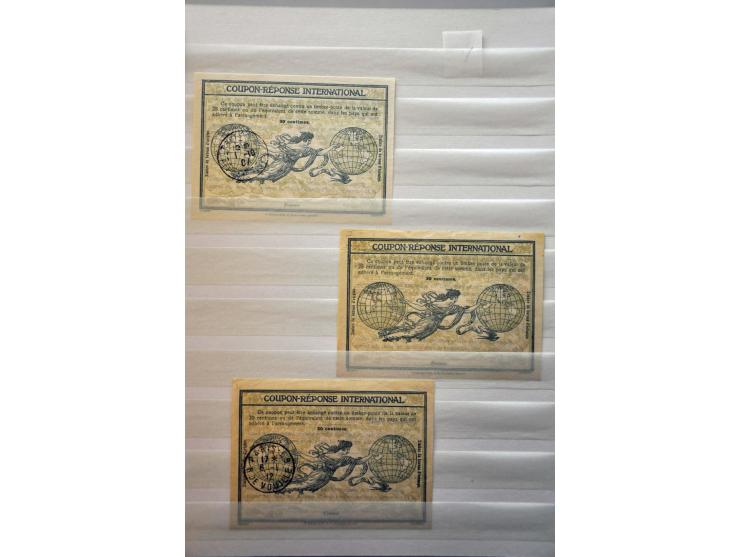 International Reply Coupons, gespecialiseerde collectie (totaal 74 ex.) w.b. type Rome (11x w.b. 1e-dag 1-10-1907), Stockholm