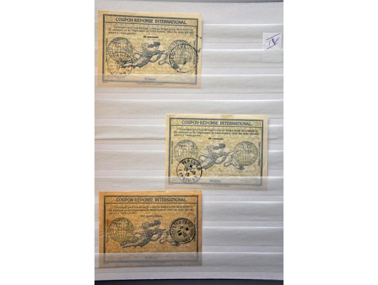 International Reply Coupons, gespecialiseerde collectie (totaal 74 ex.) w.b. type Rome (11x w.b. 1e-dag 1-10-1907), Stockholm