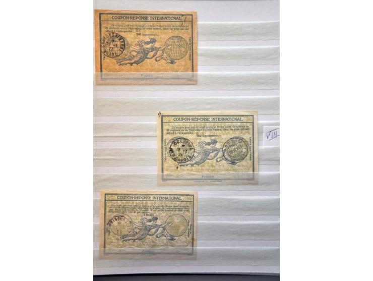 International Reply Coupons, gespecialiseerde collectie (totaal 74 ex.) w.b. type Rome (11x w.b. 1e-dag 1-10-1907), Stockholm