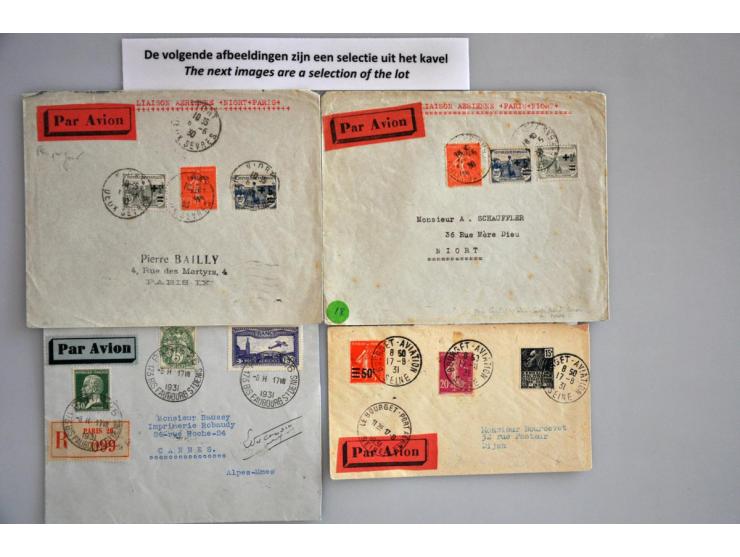 82 binnenlandse luchtpoststukken 1930-1973 van maatschappijen Star (1930-1932), Air Blue (1935-1940) en Postale de Nuit (1945