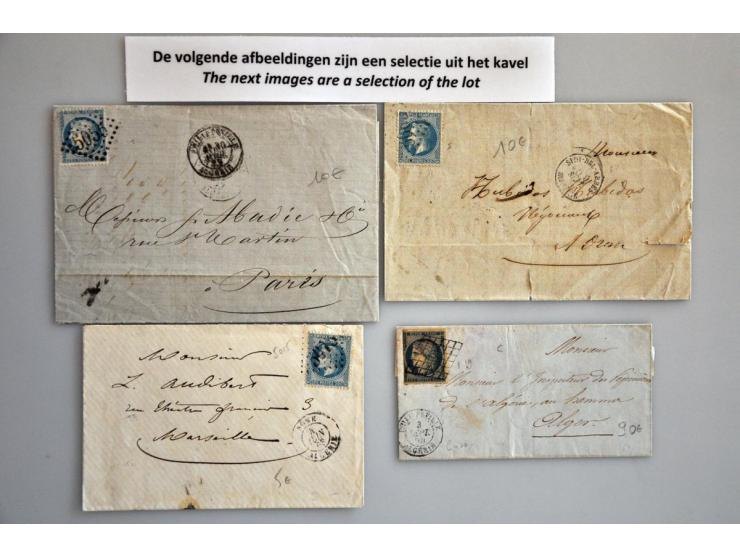 ruim 40 poststukken vanaf emissie (Frankrijk) 1849, Marokko Engelse bezetting en militair w.b. geïllustreerd F.M. 1959, deels