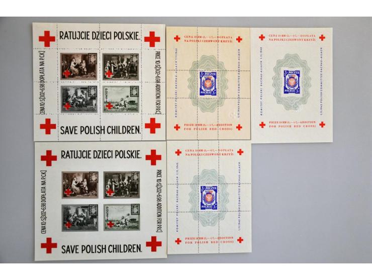 Pools Legioen in Italië, w.b. complete vellen, poststukken en Dachau blokken in insteekboek