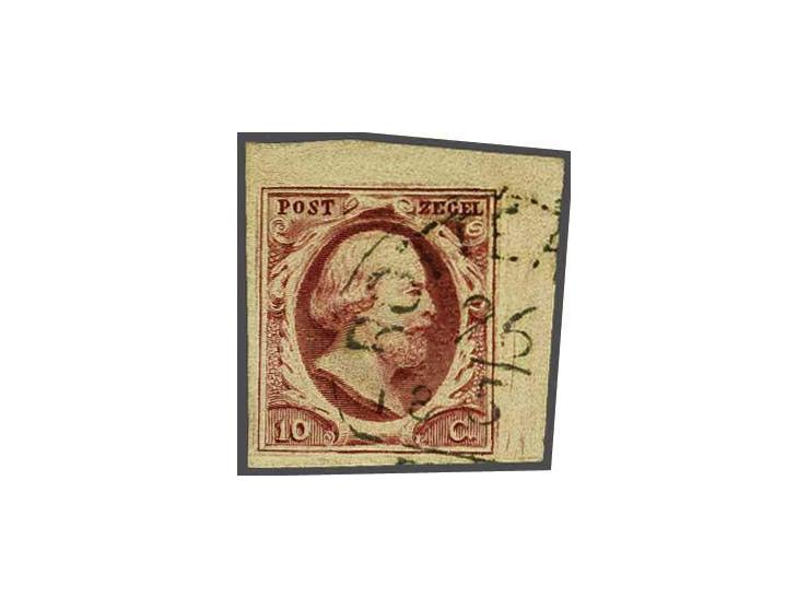 10 cent donkerrood plaat III pos. 55 met hoekvelrand, pracht ex.