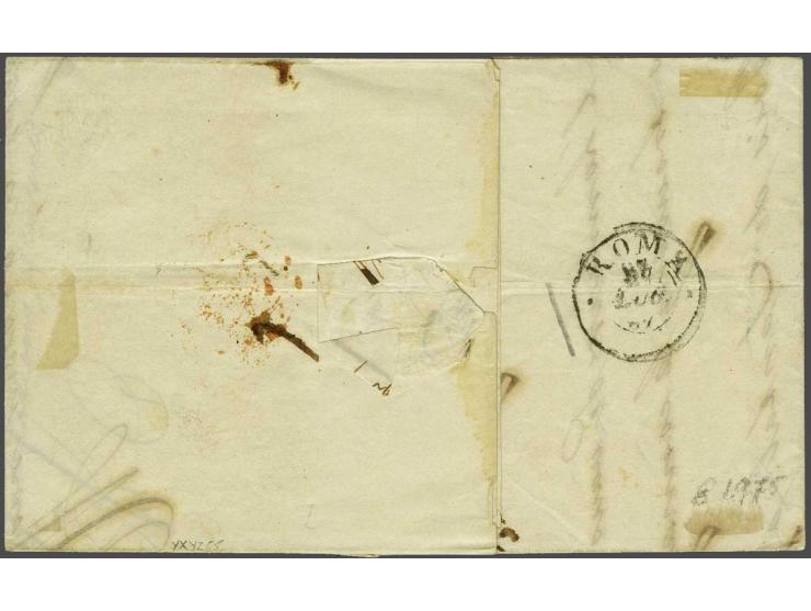 15 cent oranje (3x w.b. paar) op vouwbrief van Amsterdam 22-7-1865 via Valenciennes naar Rome, vrijwel pracht ex. (rechterzeg