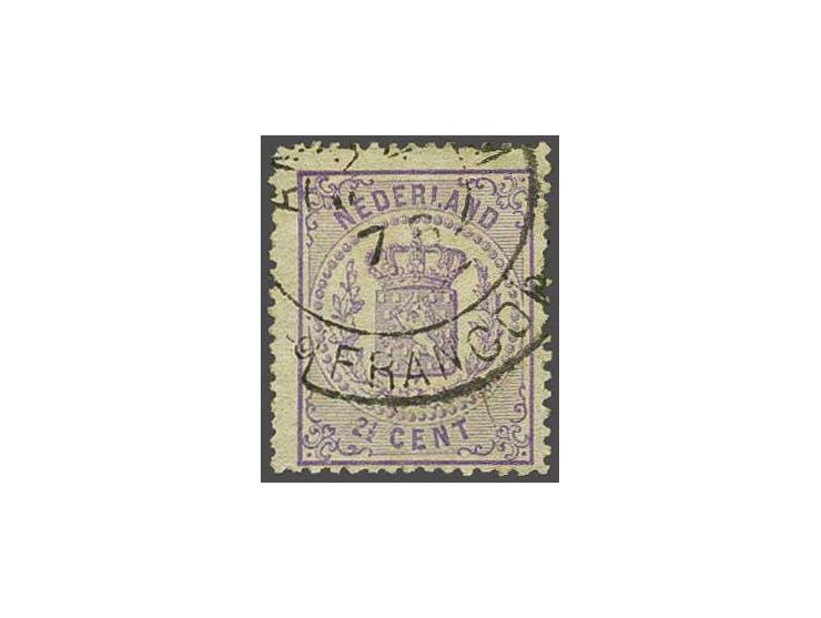 2½ cent violet tanding 14 kleine gaten op dun papier, pracht ex. met certificaat Vleeming 2015, cat.w. 550