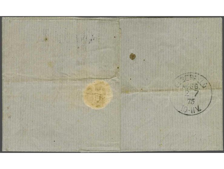 2½ cent violet en Willem III 10 cent rood op complete vouwbrief van Rotterdam naar Elberfeld Duitsland, in eerste instantie w