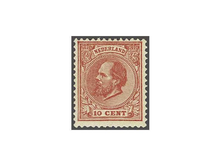 10 cent rood tanding 12½ grote gaten met certificaat NVPH 1977, cat.w. 475