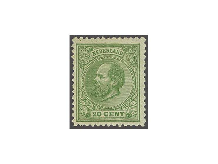 20 cent groen tanding 12½ x 12 kleine gaten, pracht ex. met certificaat Vleeming 2015, cat.w. 850