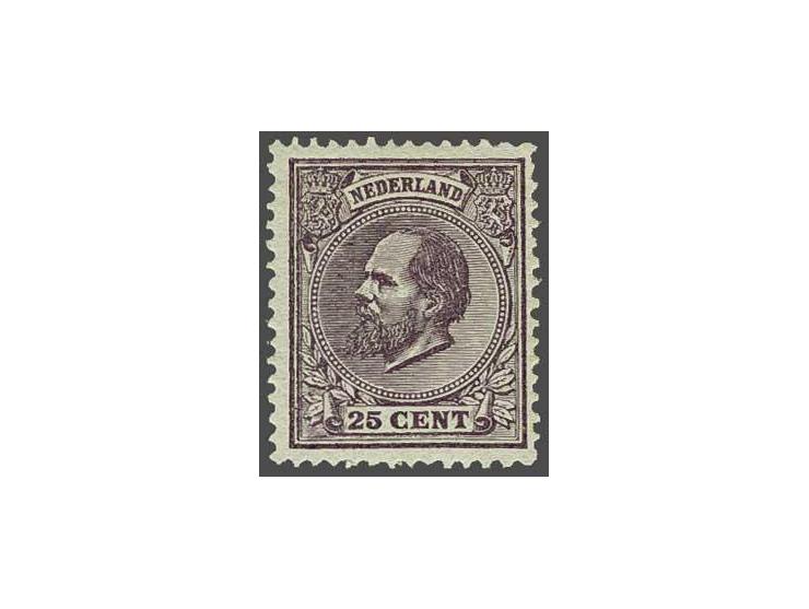 25 cent violet tanding 13½ x 13¼ grote gaten, pracht ex. met certificaat Vleeming 2012, cat.w. 1000