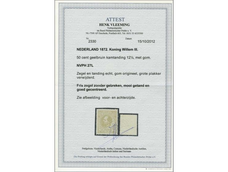 50 cent geelbruin tanding 12½ grote gaten, pracht ex. met certificaat Vleeming 2012, cat.w. 1000