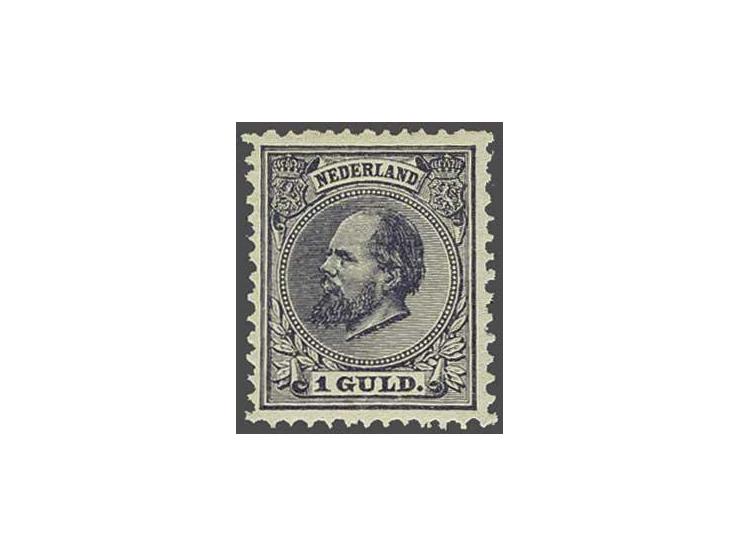 1 gulden grijsviolet tanding 12½ x 12 grote gaten met certificaat Vleeming 2016, cat.w. 2500