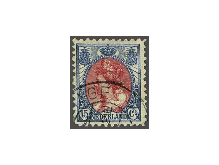 15 cent blauw en karmijn tanding 11 x 11½, pracht ex. met certificaat Vleeming 2018, cat.w. 725