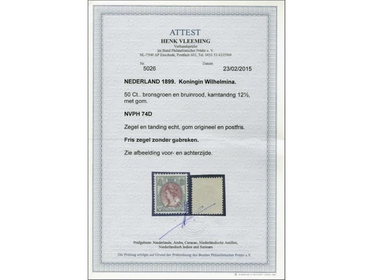 50 cent bronsgroen en bruinrood met certificaat Vleeming 2015, cat.w. 550