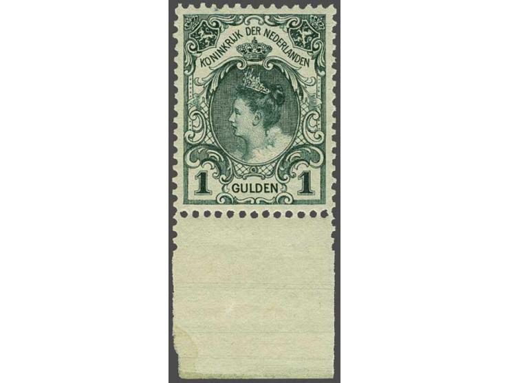 1 gulden blauwgroen tanding 11½ x 11 met certificaat Vleeming 2017, cat.w. 550